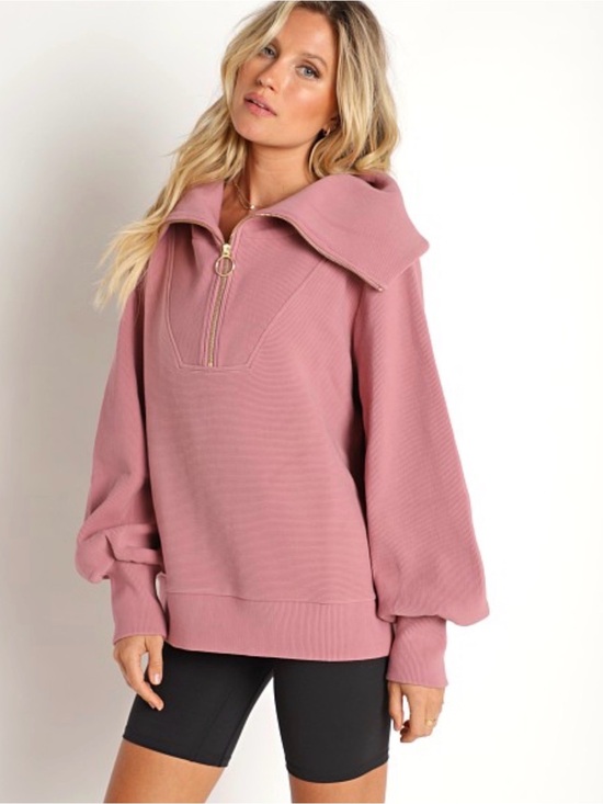 Varley Tops - Varley Vine Half Zip Ottoman Pullover Nostalgia Rose Mauve Pink Small